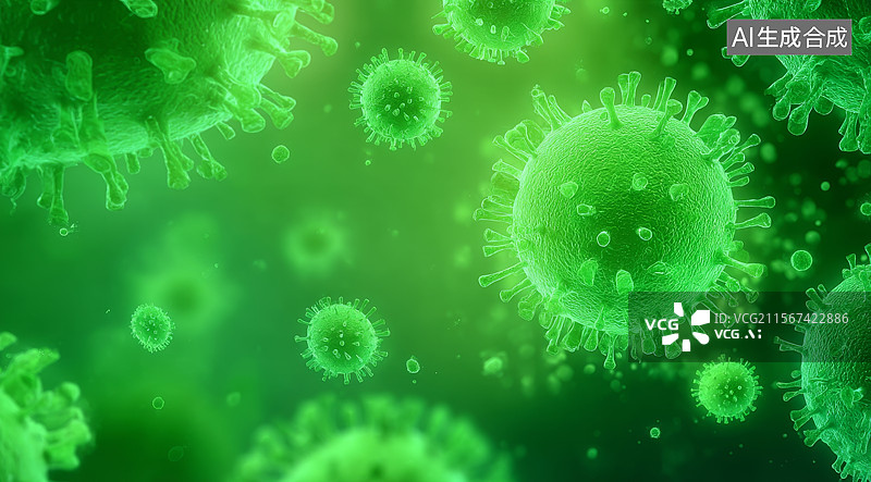【AI数字艺术】显微镜下的病毒细胞图片素材
