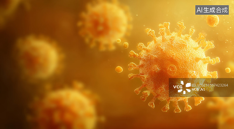 【AI数字艺术】显微镜下的病毒粒子图片素材