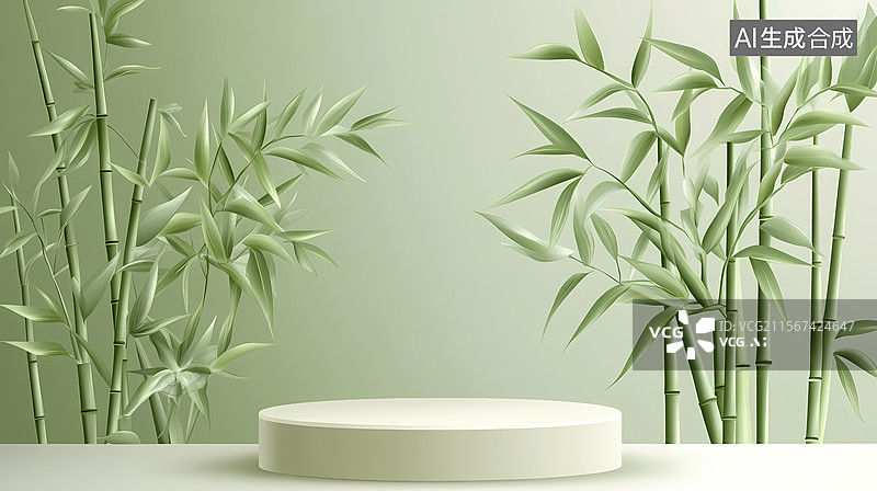 【AI数字艺术】简约竹子展示台图片素材