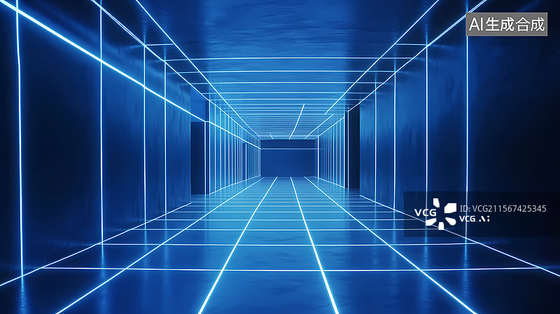 【AI数字艺术】未来感霓虹走廊设计图片素材