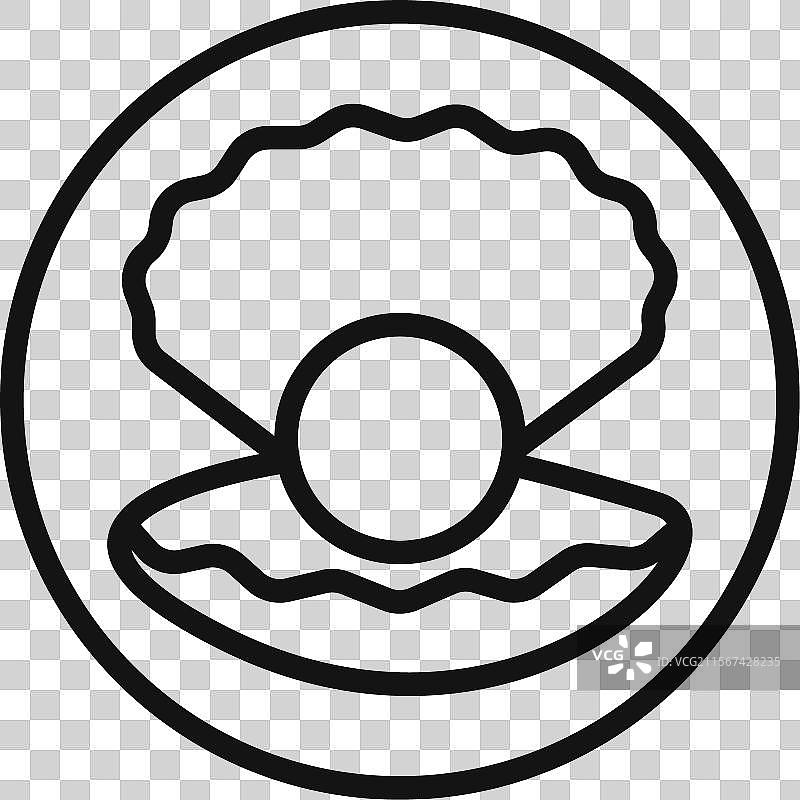 贝壳与珍珠图标标志轮廓图片素材