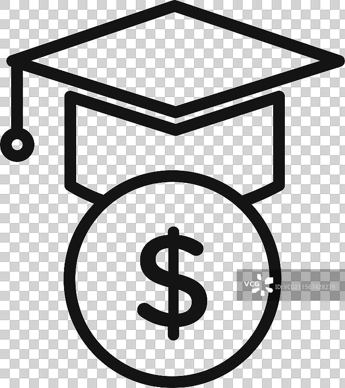 学生支持与货币图标标志轮廓图片素材