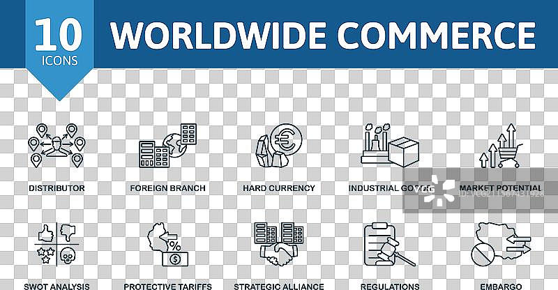 全球商业细线图标集 分销商图片素材