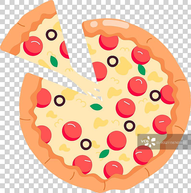 扁平风格的独立披萨切片贴纸图片素材