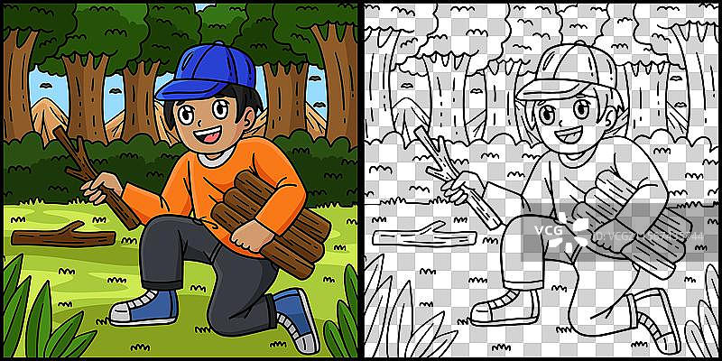 露营者在收集木材图片素材