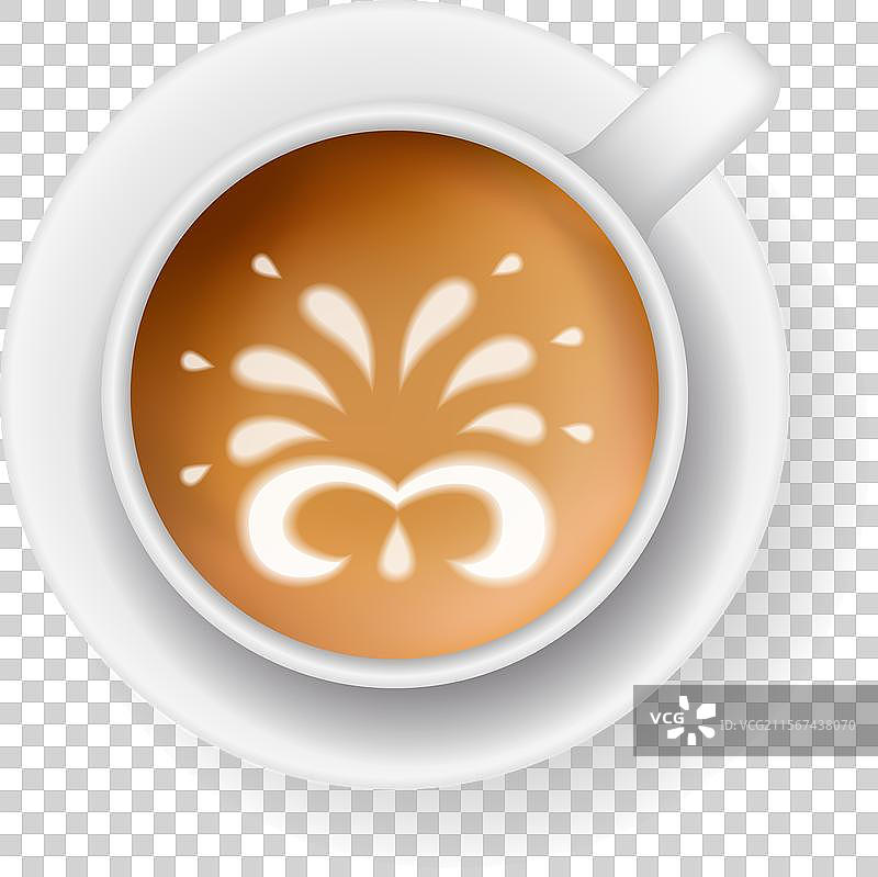 咖啡杯俯视图，卡布奇诺，浓缩咖啡，拿铁图片素材