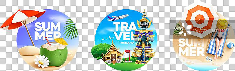 夏季与泰国旅游建筑海报图片素材