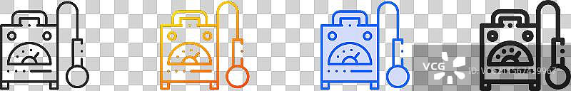 剂量计图标，细线性渐变蓝色描边图片素材