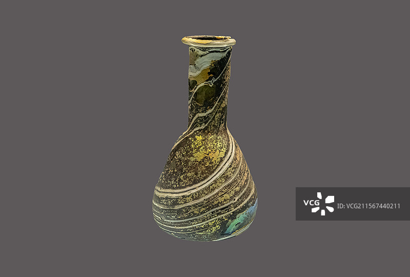 河南省洛阳博物馆“河洛文明展”：玻璃瓶（东汉，1987年洛阳市郊区东汉墓出土，洛阳博物馆藏）图片素材