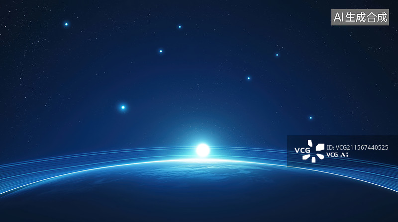 【AI数字艺术】地球与星空的交汇图片素材
