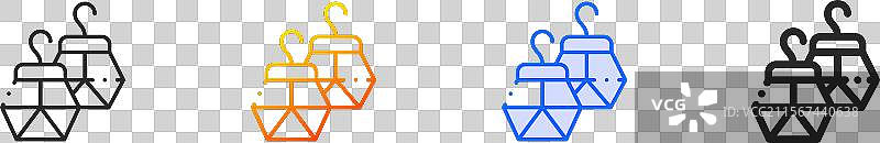 耳环图标，细线性渐变蓝色描边和图片素材