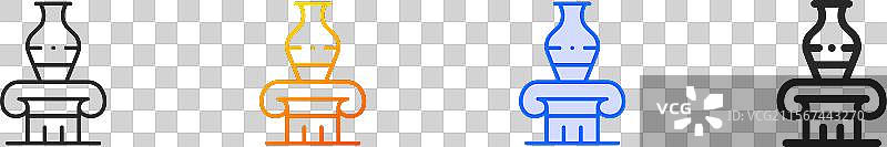 展览图标，细线性渐变蓝色描边图片素材