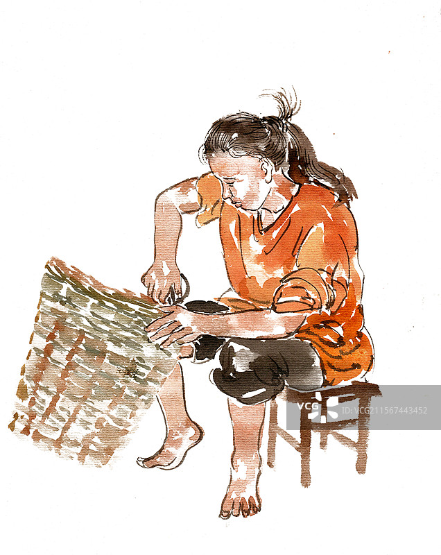 篾匠编篓图片素材