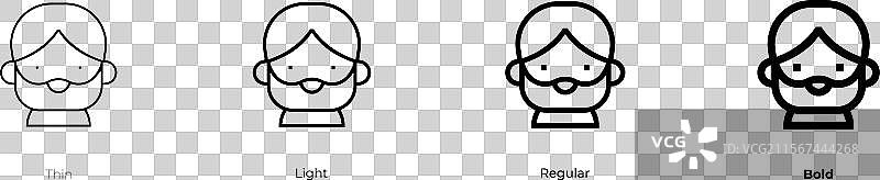 印度图标，纤细、轻盈、常规和粗体风格图片素材