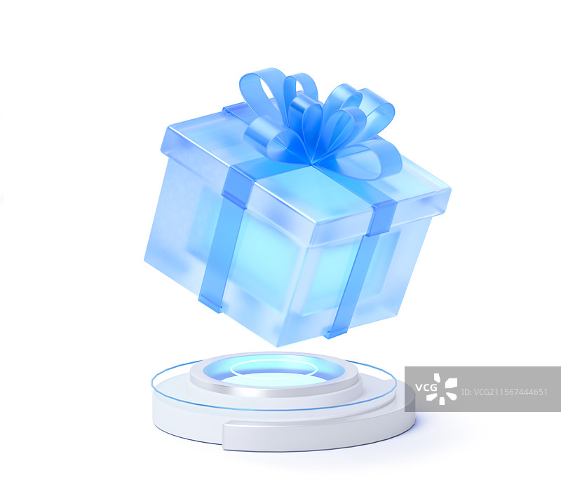 科技蓝白礼盒礼物智能科技感3D图标配图图片素材