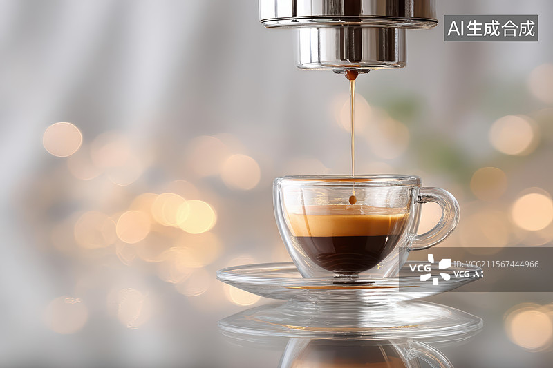 【AI数字艺术】一杯正在萃取的浓缩咖啡图片素材