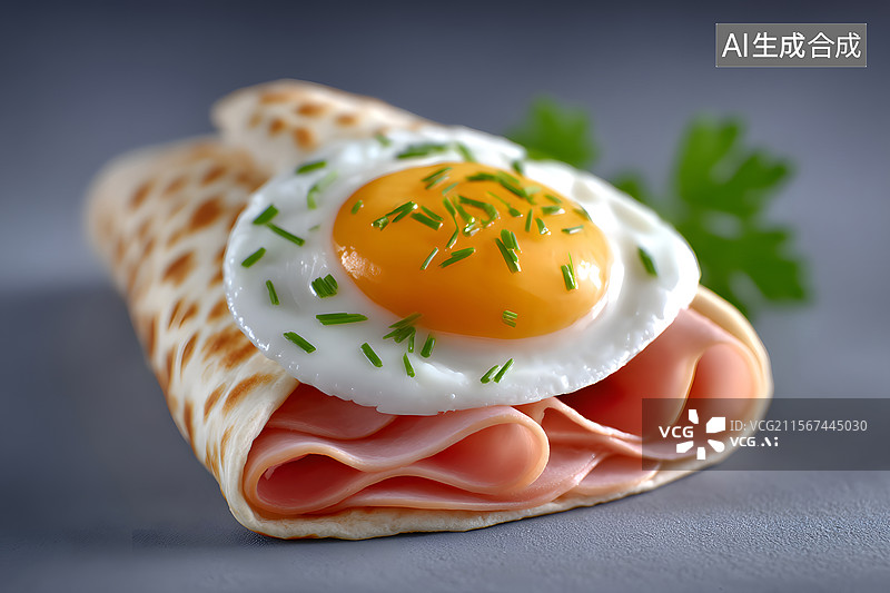 【AI数字艺术】健康午餐鸡肉卷美食插画图片素材