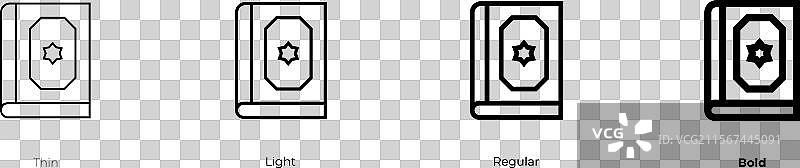 犹太图标，细体、常规体和粗体风格图片素材
