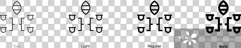 联盟图标，细体、常规体和粗体风格图片素材