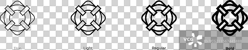 救生圈图标，细线、常规和粗体风格图片素材