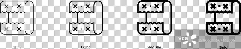 亚麻图标，细线、常规和粗体风格图片素材