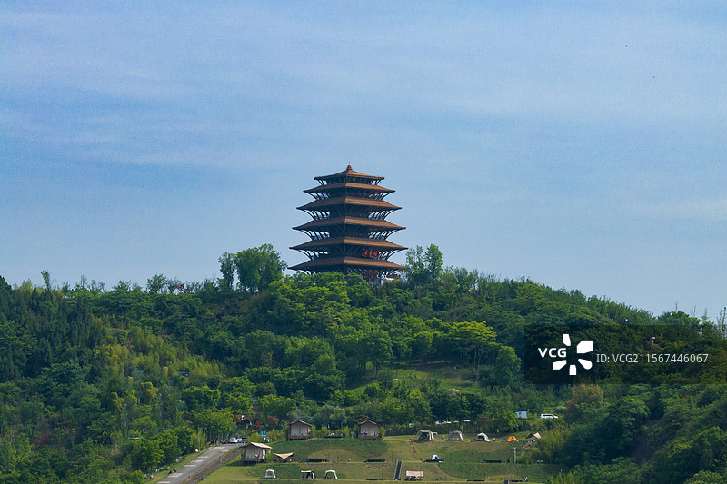 成都龙泉山城市森林公园丹景山丹景阁图片素材