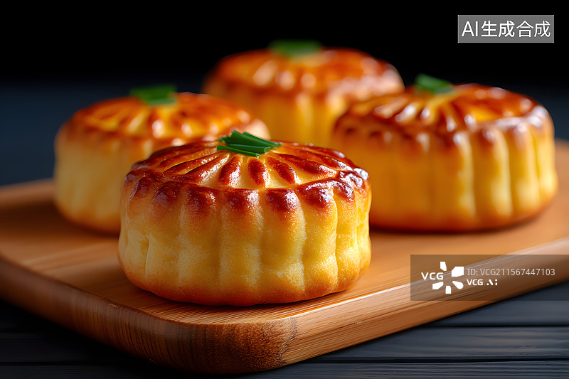 【AI数字艺术】中秋节月饼特写背景图片素材
