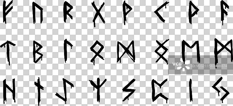 古诺尔斯符文字母表的集合图片素材