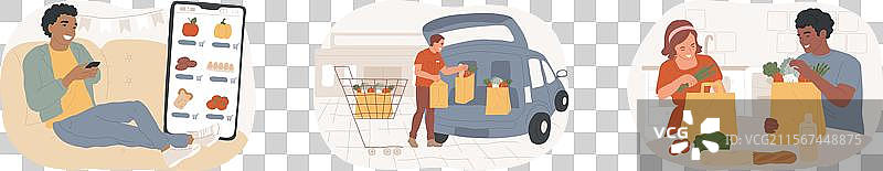 超市的路边取货服务，孤立的场景图片素材