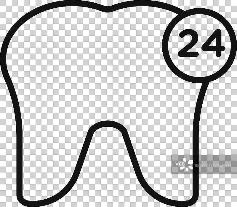 24小时牙齿保护标志轮廓图片素材