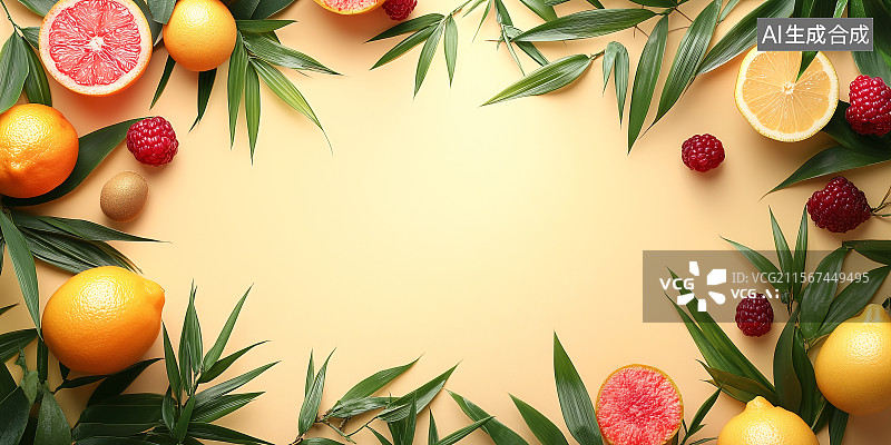【AI数字艺术】清新水果组合摄影风格健康饮食宣传海报插画图片素材