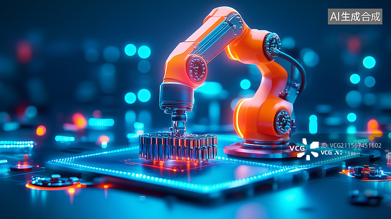 【AI数字艺术】3D智能工业机械臂图片素材
