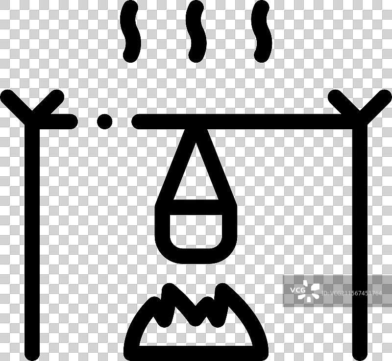 露营图标，细线风格设计，独立于背景图片素材