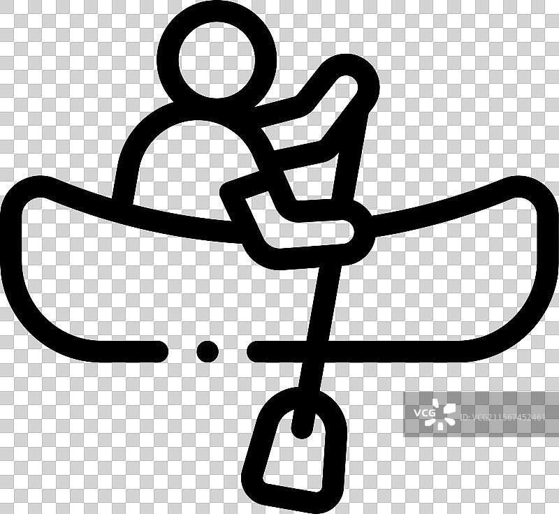 独木舟图标，细线条风格设计，孤立展示图片素材