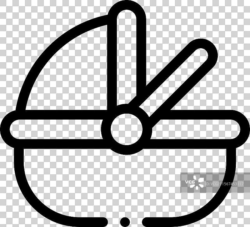 轻便婴儿车图标，细线条设计，独立展示图片素材