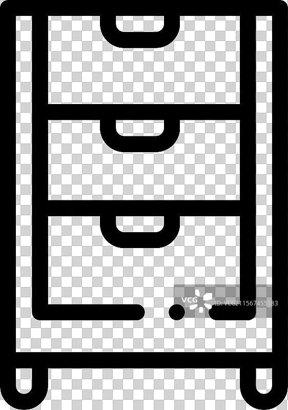 抽屉柜图标，细线条风格设计图片素材