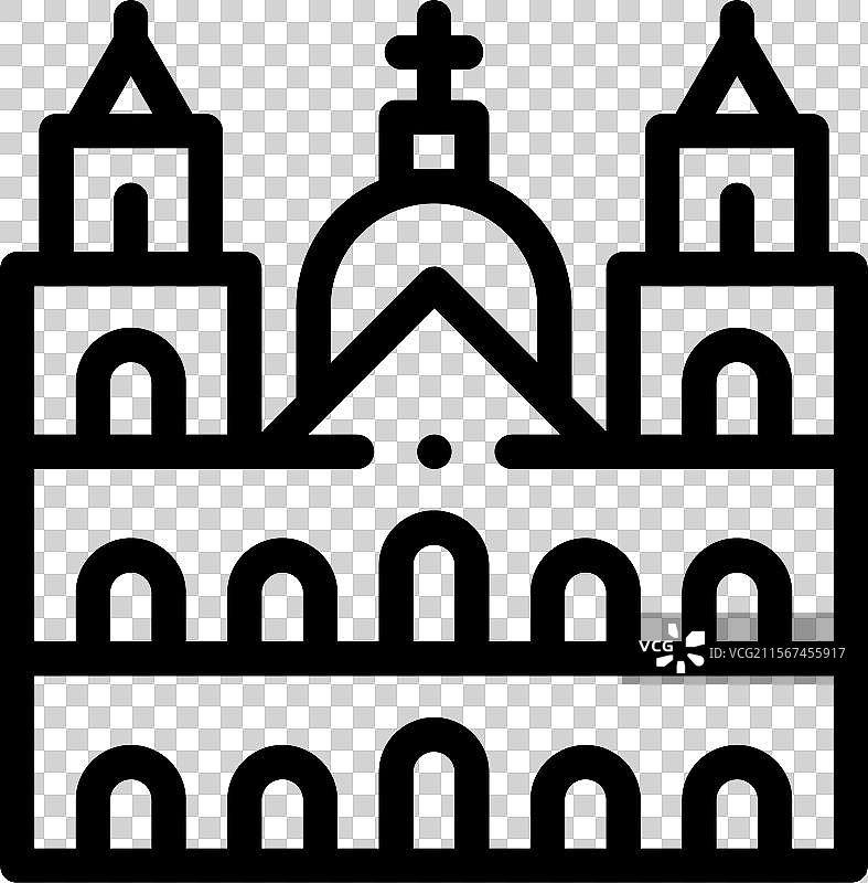 教堂图标，细线风格设计，独立于背景图片素材