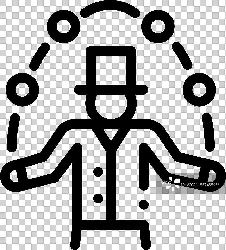 马戏团图标，细线风格设计，独立于背景图片素材