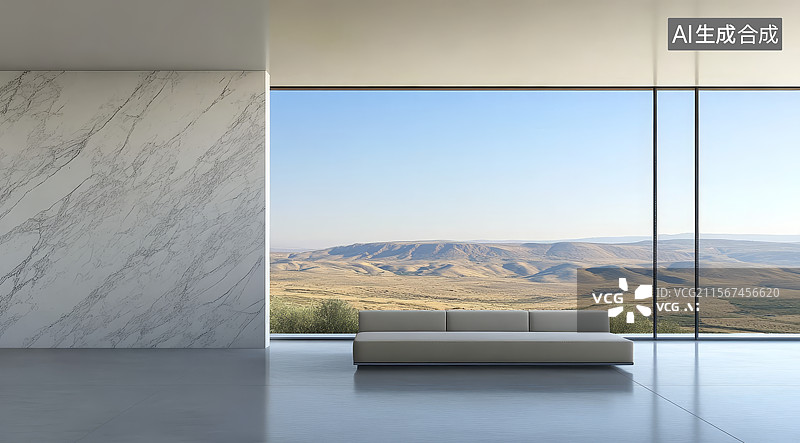 【AI数字艺术】现代室内设计与山景图片素材