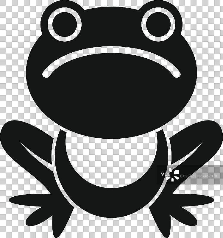 坐着的悲伤青蛙黑白图标图片素材