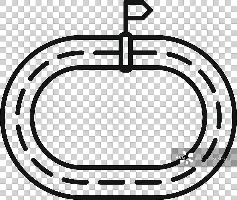 带有终点线旗帜图标的椭圆形跑道图片素材