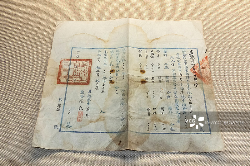 中国第一历史档案馆直隶深州官立中学堂修业文凭清宣统元年六月二十五日1909年学校直隶深州官立中学堂图片素材