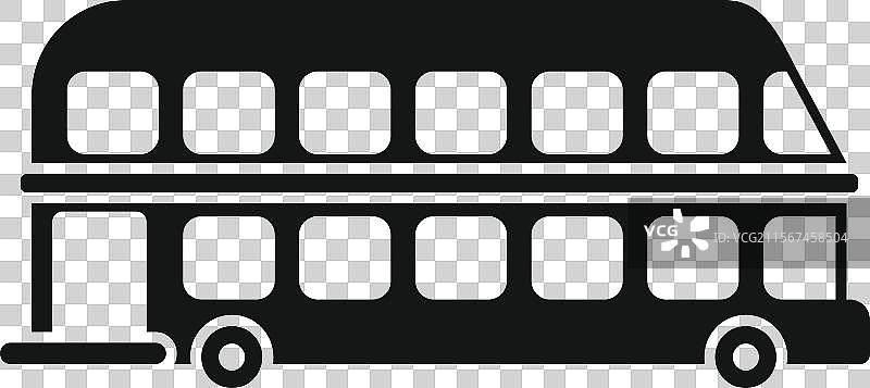 黑色伦敦双层巴士侧视图图标图片素材