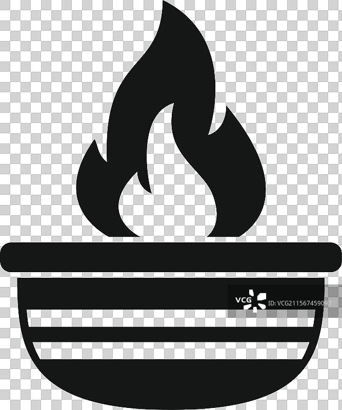 简单风格的火焰燃烧在碗中的图标图片素材