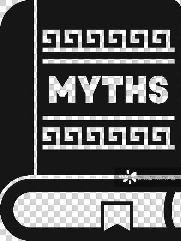 关于希腊神话的书籍，配有蜿蜒的装饰图案图片素材