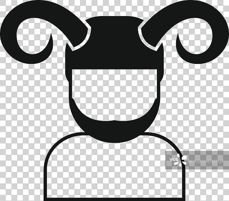 戴着角的维京头盔的胡子男人图标图片素材