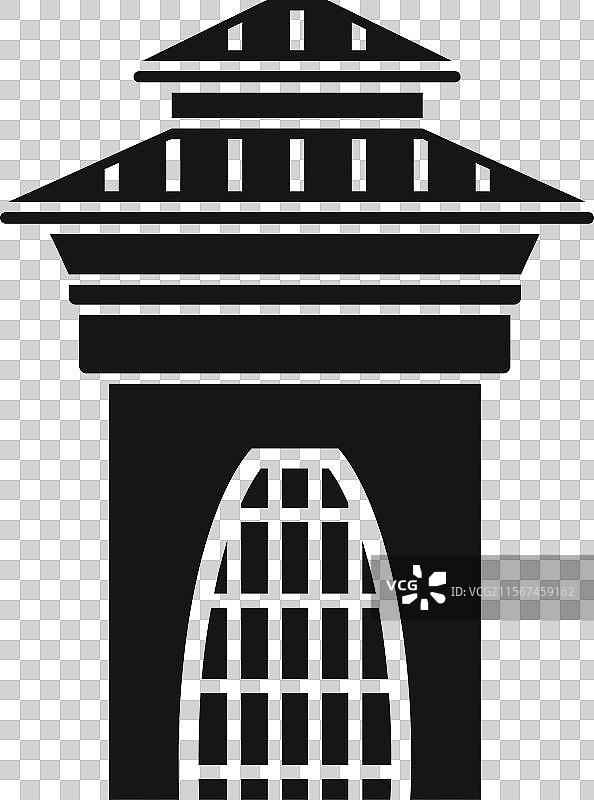 带有拱形入口和瓦片的古老建筑图片素材