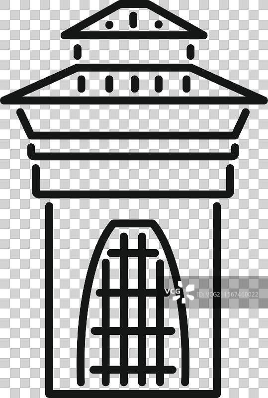 带有拱形入口和瓦片的古老建筑图片素材