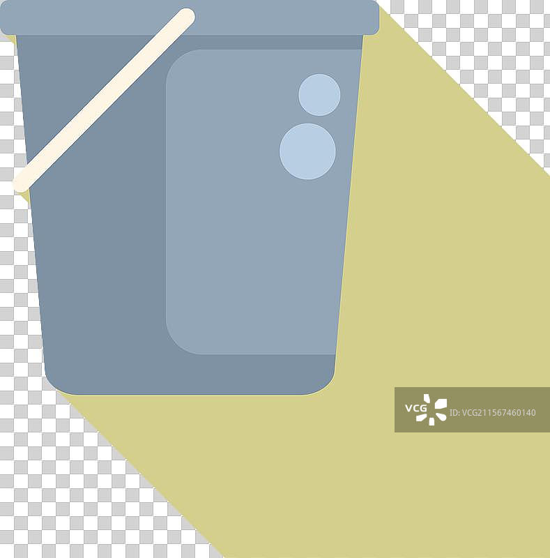 空的清洁桶，带把手，投射出长长的影子图片素材