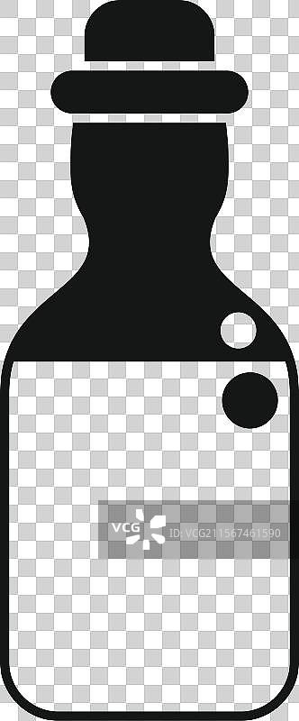 黑白图标，瓶中装有清酒图片素材